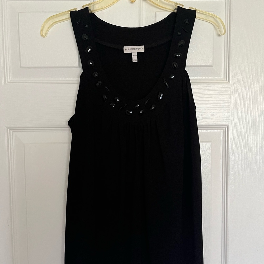 Fashion Bug Black Embellished Tank Top